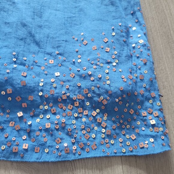 Coldwater Creek Blue Sleeveless Top With Sequin Detail Womens XL 16 Rayon/Polyes - Picture 4 of 10